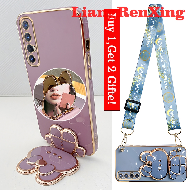 เคสโทรศัพท์มือถือ ซิลิโคนนิ่ม กันกระแทก พร้อมสายคล้องคอ และที่ตั้งวาง สําหรับ oppo reno 3 pro oppo reno 3 WDTZJ01