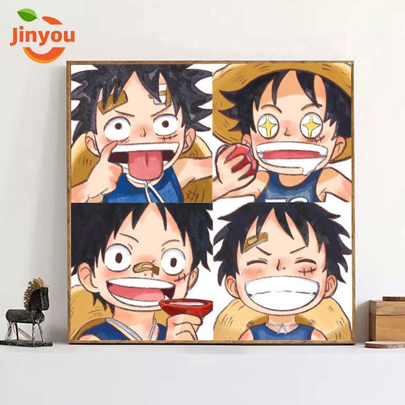 JINYOU【20*20ซม.】ระบายสีตามตัวเลข/มีกรอบ/One Piece/การ์ตูนแอนิเมชั่น/ภาพระบายสีตามตัวเลข/diyมือวาดสี/