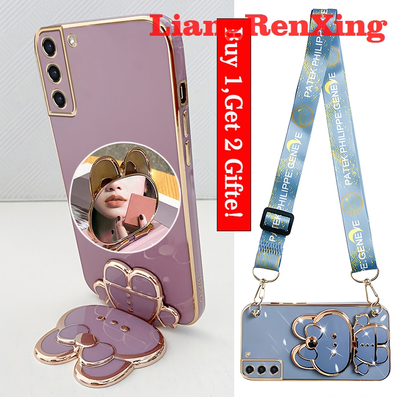 เคสโทรศัพท์มือถือ ซิลิโคนนิ่ม กันกระแทก พร้อมสายคล้องคอ สําหรับ samsung s21 fe s21 ultra s21 plus WDTZJ01