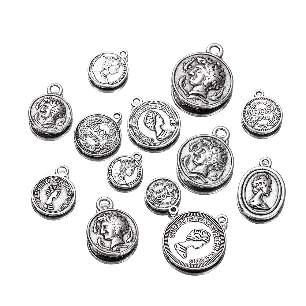 St.kunkka 4 ชิ้น จี้หัวกลม สีเงิน สไตล์เรโทร สําหรับทําเครื่องประดับ สร้อยข้อมือ สร้อยคอ DIY — صورة 5