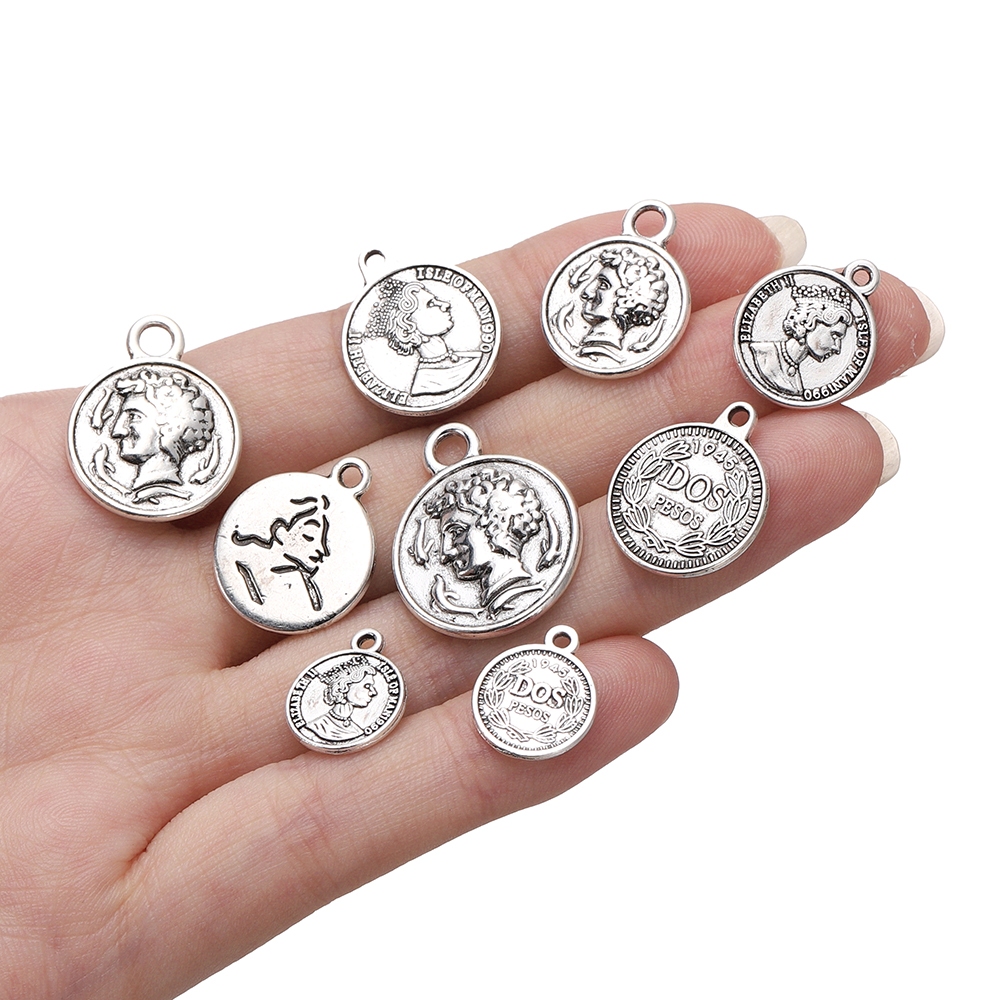 St.kunkka 4 ชิ้น จี้หัวกลม สีเงิน สไตล์เรโทร สําหรับทําเครื่องประดับ สร้อยข้อมือ สร้อยคอ DIY — صورة 8