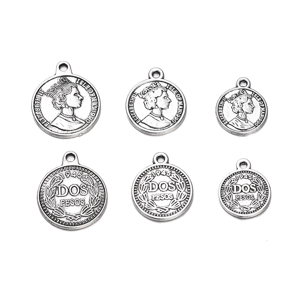 St.kunkka 4 ชิ้น จี้หัวกลม สีเงิน สไตล์เรโทร สําหรับทําเครื่องประดับ สร้อยข้อมือ สร้อยคอ DIY — صورة 6