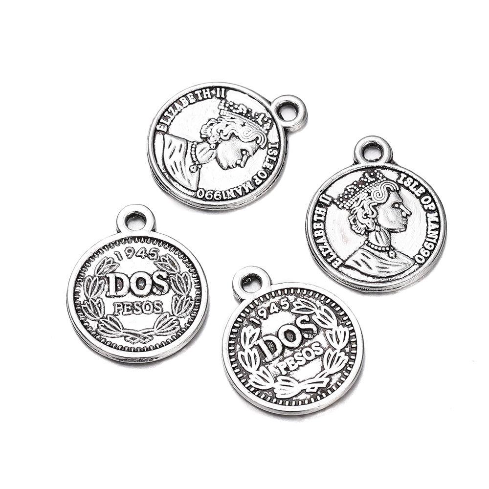 St.kunkka 4 ชิ้น จี้หัวกลม สีเงิน สไตล์เรโทร สําหรับทําเครื่องประดับ สร้อยข้อมือ สร้อยคอ DIY — صورة 7