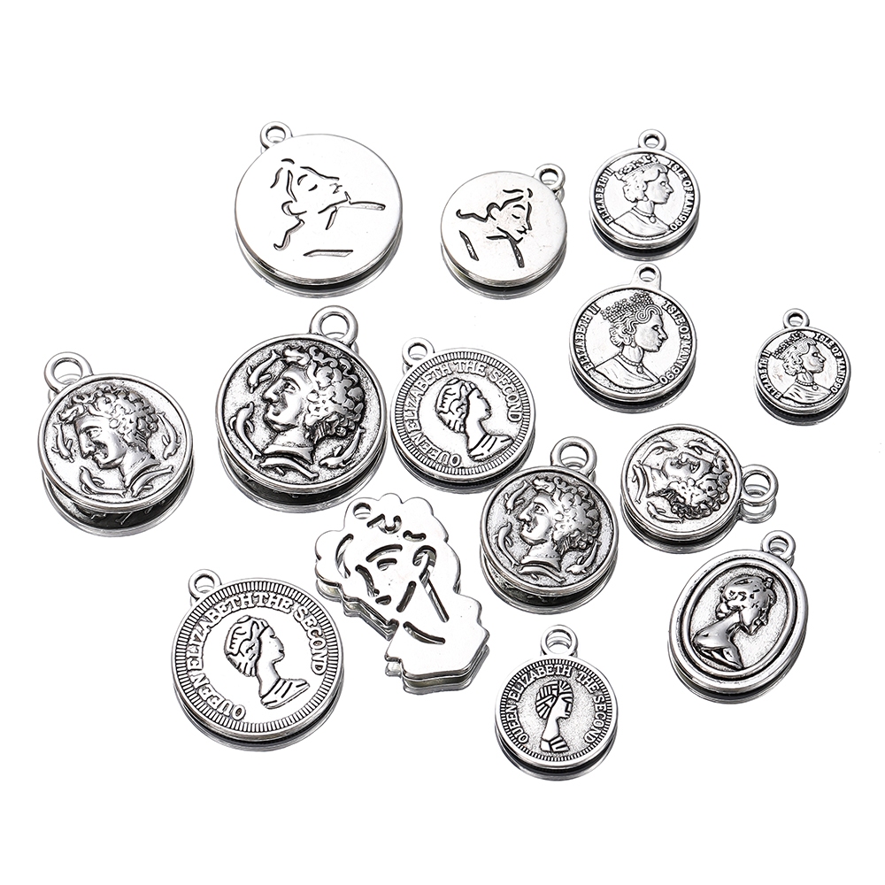 St.kunkka 4 ชิ้น จี้หัวกลม สีเงิน สไตล์เรโทร สําหรับทําเครื่องประดับ สร้อยข้อมือ สร้อยคอ DIY — صورة 3