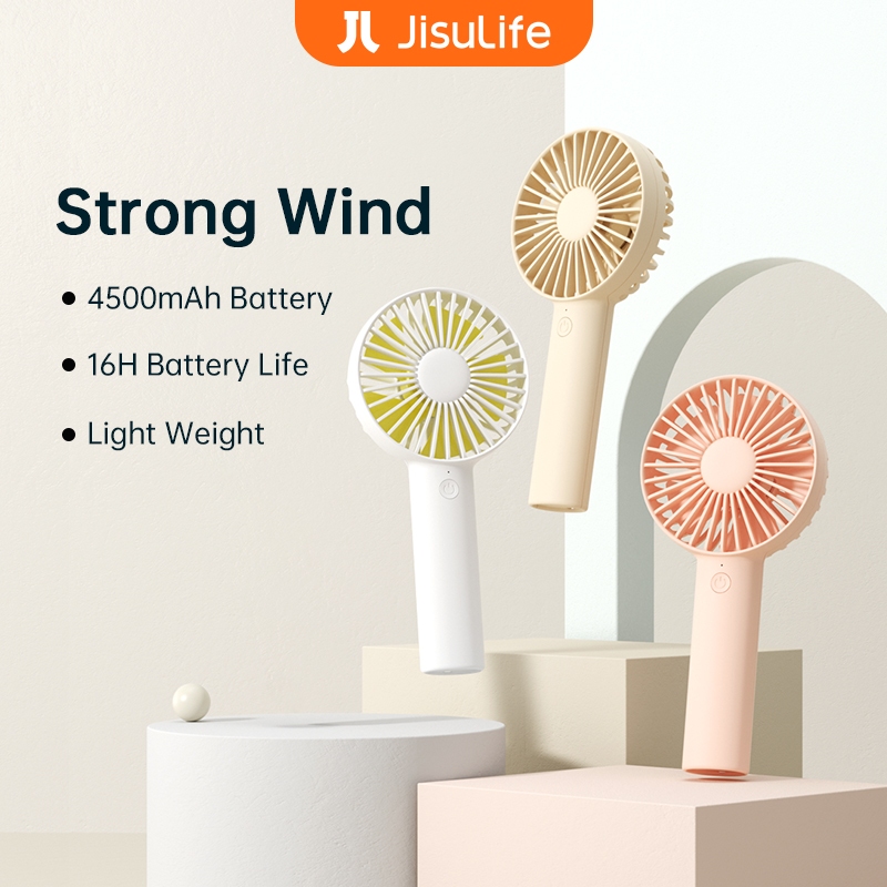 พัดลมพกพา JISULIFE มือถือ USB ชาร์จมินิพัดลม 2000mAh แบตเตอรี่ 3 ความเร็วลมแรงพัดลมตั้งโต๊ะตั้งโต๊ะขนาดเล็กเหมาะสำหรับในร่มกลางแจ้ง