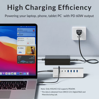 Orico USB C Hub 10Gbps USB 3.2 Gen 2 Hub 2 USB A พอร์ต 2 พอร์ต C ALUMInum Splitter พร้อมอะแดปเตอร์ Type C พอร์ตแหล่งจ่ายไฟสําหรับ MacBook/ MacBook Pro (M3U4C3)