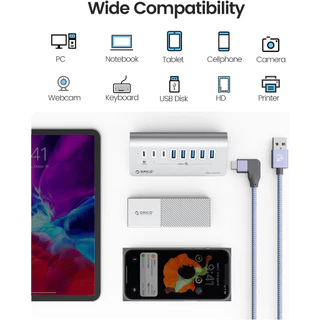Orico USB C Hub 10Gbps USB 3.2 Gen 2 Hub 2 USB A พอร์ต 2 พอร์ต C ALUMInum Splitter พร้อมอะแดปเตอร์ Type C พอร์ตแหล่งจ่ายไฟสําหรับ MacBook/ MacBook Pro (M3U4C3)