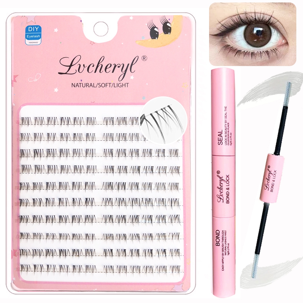 Lvcheryl ส่วนขยายขนตาธรรมชาติด้านล่างแฮนด์เมดนามสกุลผมนุ่มปลอมสำหรับการแต่งหน้า