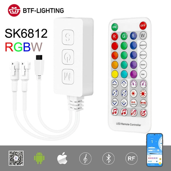 BTF-LIGHTING SP617E RGBW IC ผู้ควบคุม บลูทูธ ดนตรี ไมโครโฟนในตัว SK6812 RGBW WS2814