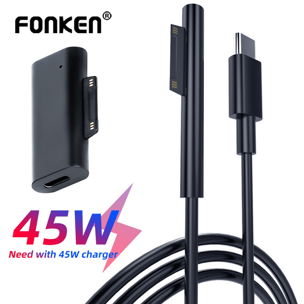 FONKEN ที่ชาร์จพาวเวอร์ซัพพลาย USB C ชาร์จเร็ว สําหรับ Microsoft Surface Pro 3 4 5 6 Chargr