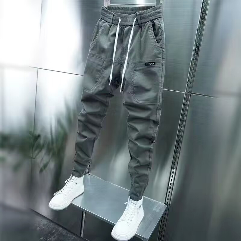 ฤดูใบไม้ผลิฤดูใบไม้ร่วงกางเกงลําลองผู้ชาย ม-3เอ็กแอล กางเกงสกินนี่เข้ารูปกางเกงฮาเร็มสีทึบ - รูปที่ 3