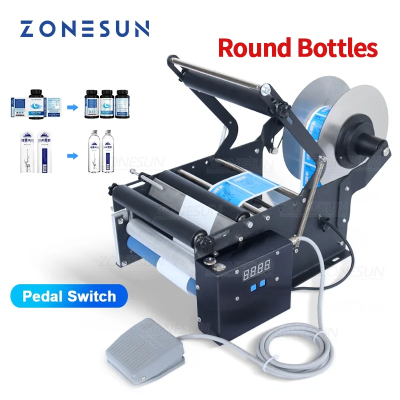 Zonesun เครื่องติดฉลากไฟฟ้าอัจฉริยะ ขวดแก้วพลาสติก ทรงกลม ขนาดเล็ก ZS-TB16P