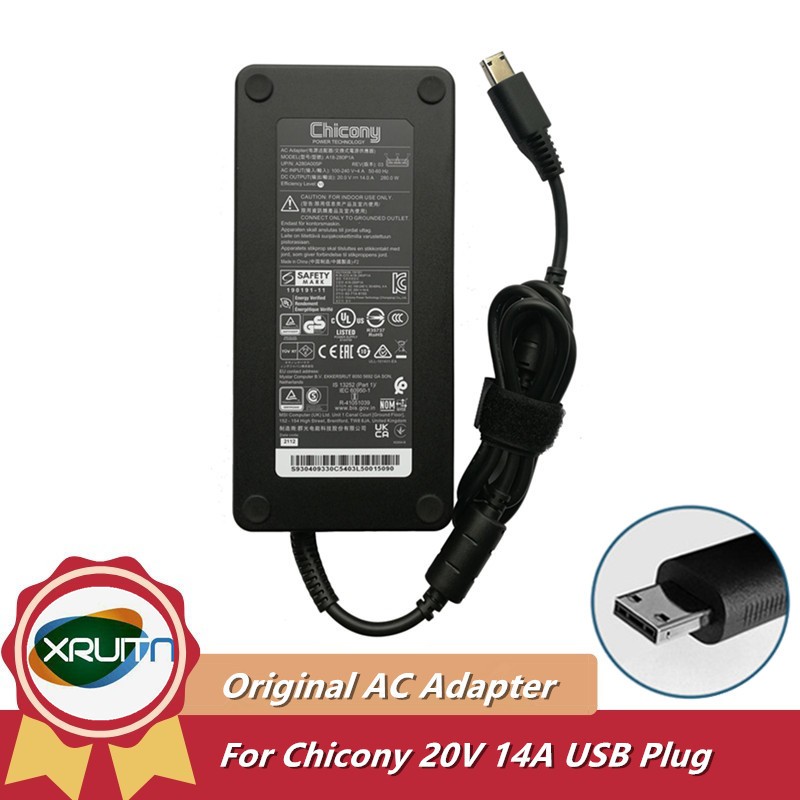 ของแท้ Chicony A18-280P1A 20V 14A 280W แหล่งจ่ายไฟ AC อะแดปเตอร์สําหรับ MSI GP76 GE66 GE76 GP66 เสือดาว 11UG-688 Charger Adaptor