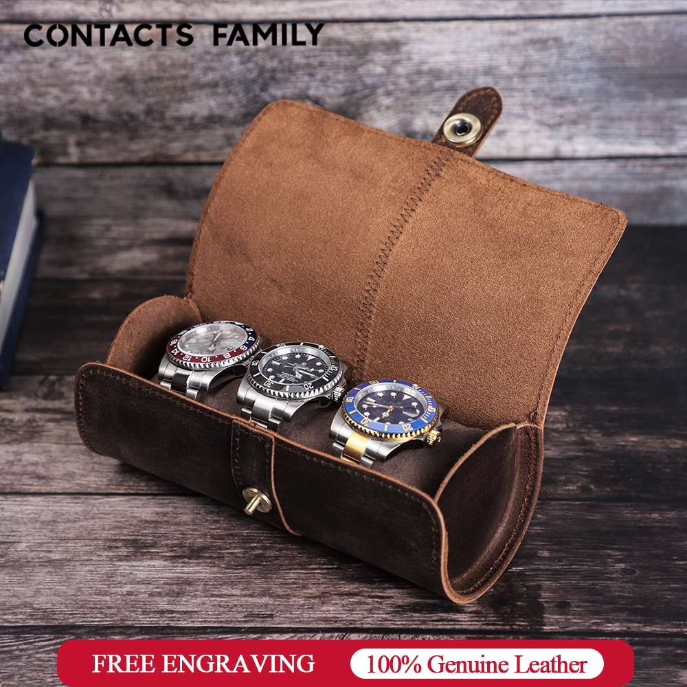 CONTACTS FAMILY กล่องเคสหนัง 3 ช่อง สําหรับใส่จัดเก็บนาฬิกาข้อมือ เหมาะกับผู้ชาย และผู้หญิง