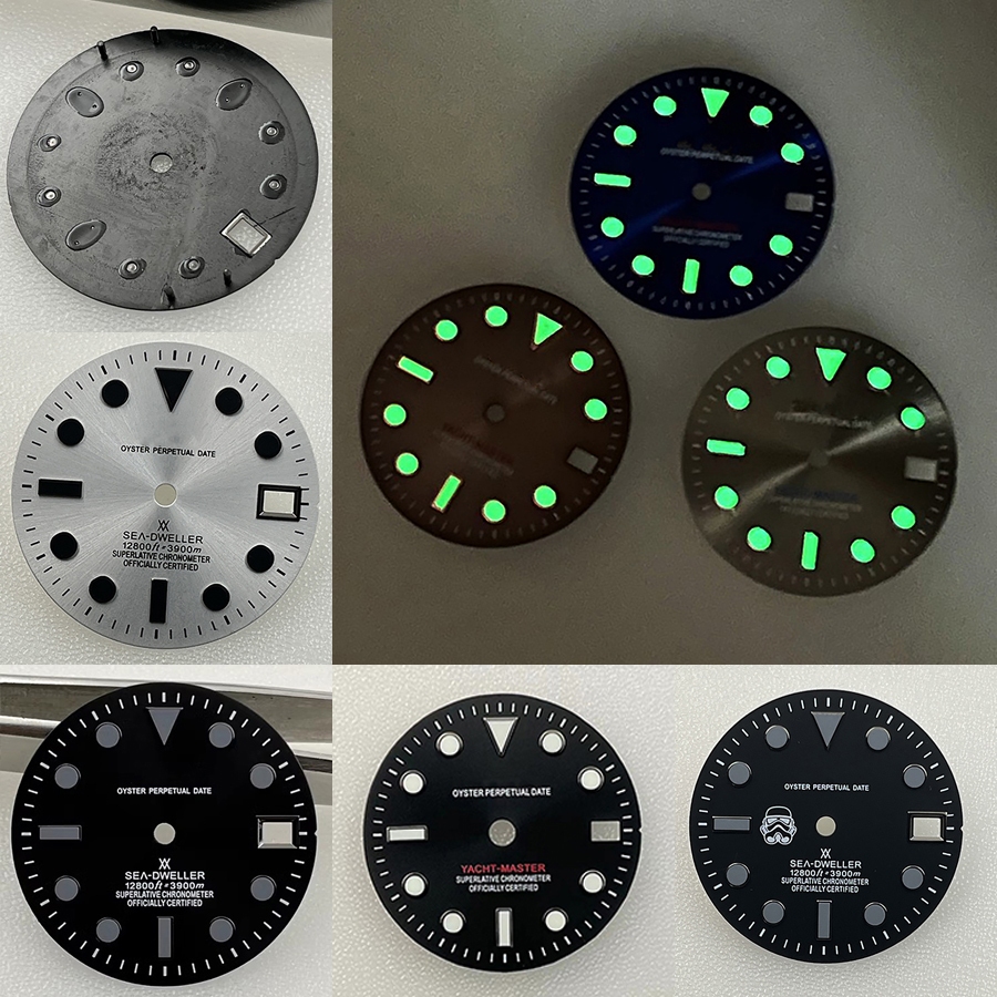 หน้าปัดนาฬิกาข้อมือ 28.5 มม. หลายสไตล์ สีเขียวเรืองแสง ดัดแปลง สําหรับ NH35 NH36