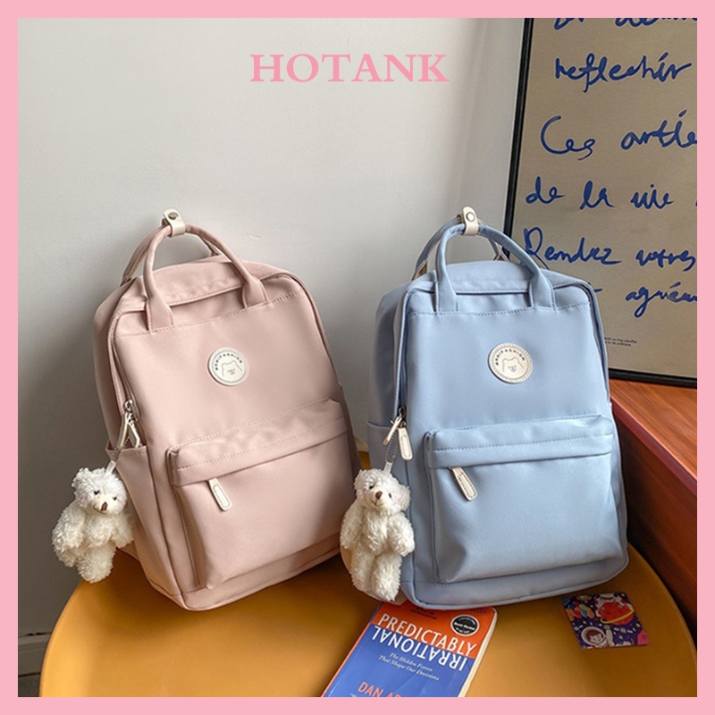 HOTANK จัดส่งรวดเร็วในไทย กระเป๋าสะพายหลัง ไนลอนสีทึบแฟชั่น สไตล์วันหยุดสบายๆ การท่องเที่ยว กระเป๋าความจุขนาดใหญ่ที่เรียบง่าย กระเป๋าเป้สะพายหลัง