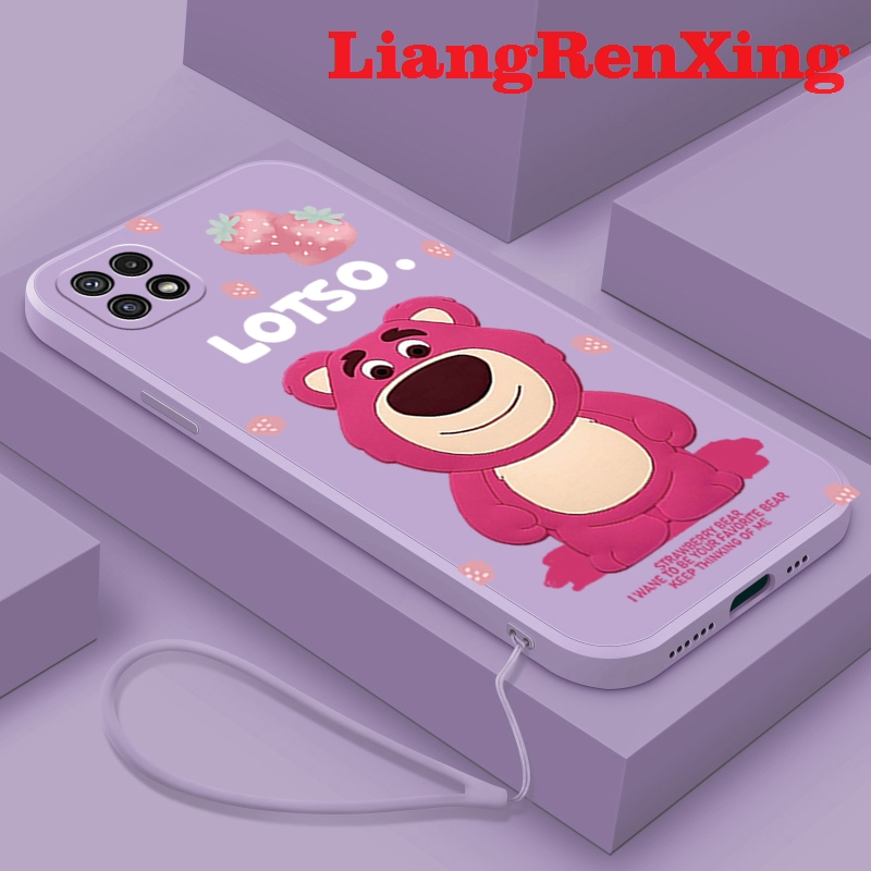 เคสโทรศัพท์ เคส samsung a22 5g samsung a22 4g ใหม่ เคสโทรศัพท์มือถือ ซิลิโคนนิ่ม กันกระแทก ลายหมีสตรอเบอร์รี่ สําหรับ samsung a22 5g samsung a22 4g YTHSX01 น่ารัก ลายการ์ตูน กันกระแทก