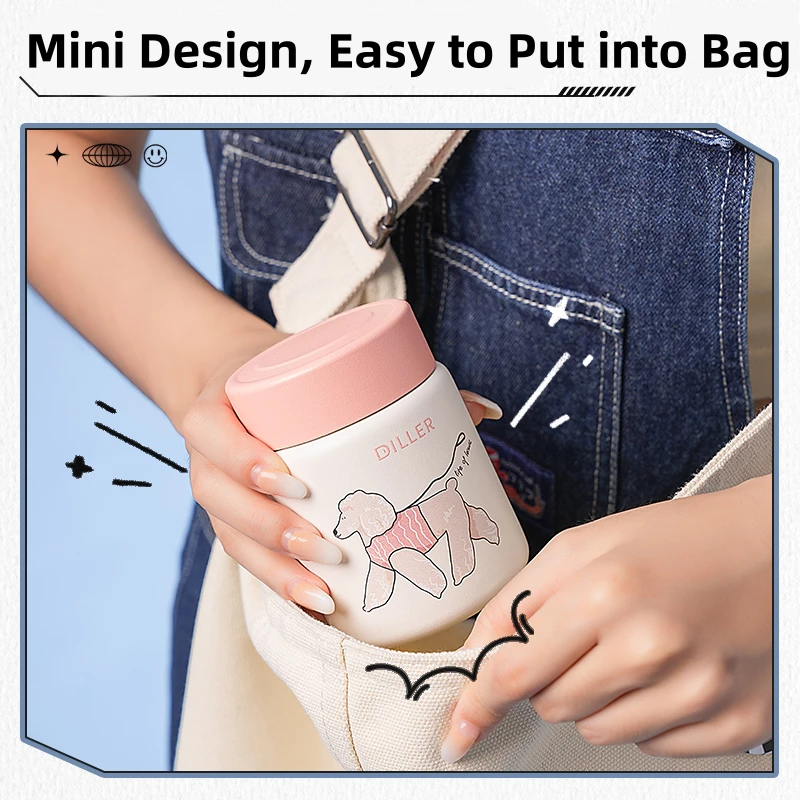 Diller 150ml Mini ขวดอาหาร Thermos ขวด 316 กระติกน้ําสูญญากาศสแตนเลสภาชนะบรรจุอาหาร MLH9160 thumbnail 8