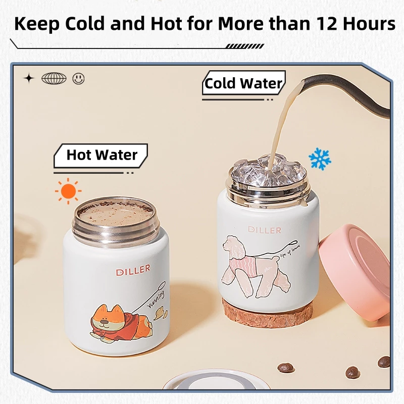 Diller 150ml Mini ขวดอาหาร Thermos ขวด 316 กระติกน้ําสูญญากาศสแตนเลสภาชนะบรรจุอาหาร MLH9160 thumbnail 9