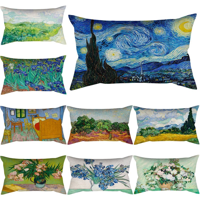 ปลอกหมอนอิง ลายดอกทานตะวัน แวนโก๊ะ วินเซนต์ ขนาด 50x30 ซม. 74x48 ซม. สําหรับตกแต่งบ้าน รถยนต์