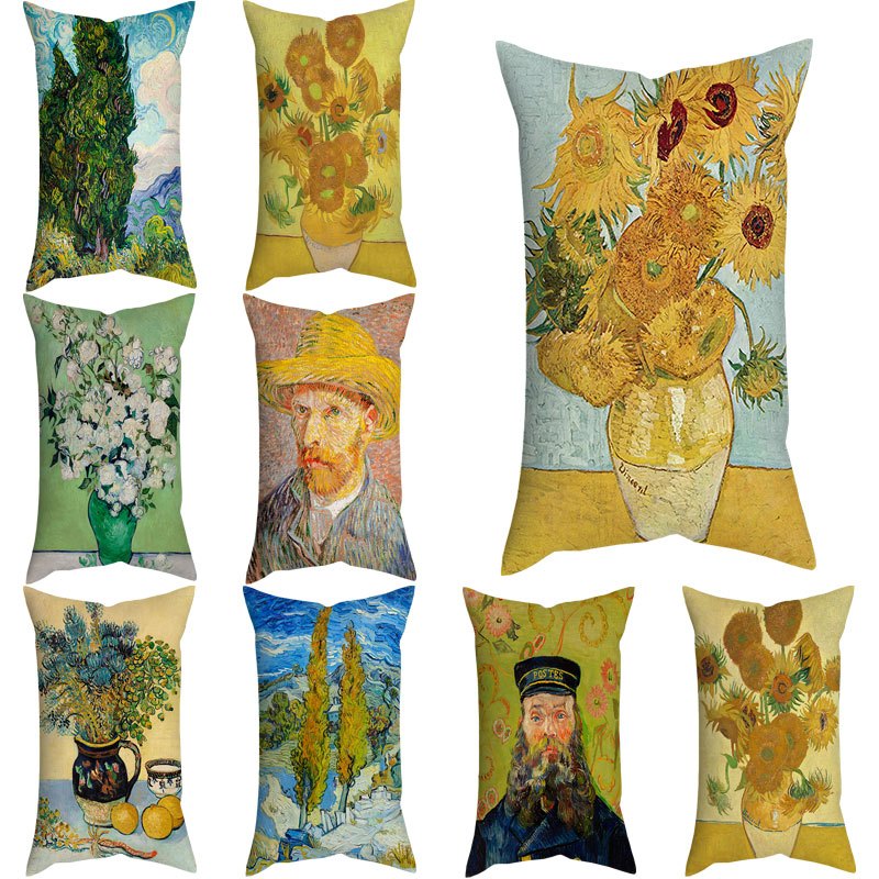 ปลอกหมอน ลายดอกทานตะวัน Vincent van Gogh Art ขนาด 50x30 ซม. 74x48 ซม. สําหรับตกแต่งบ้าน รถยนต์