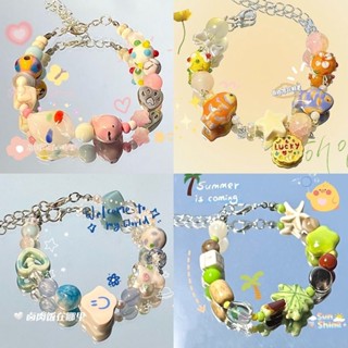 สร้อยข้อมือเซรามิค ลายก้อนเมฆ และดาวน่ารัก สําหรับผู้หญิง