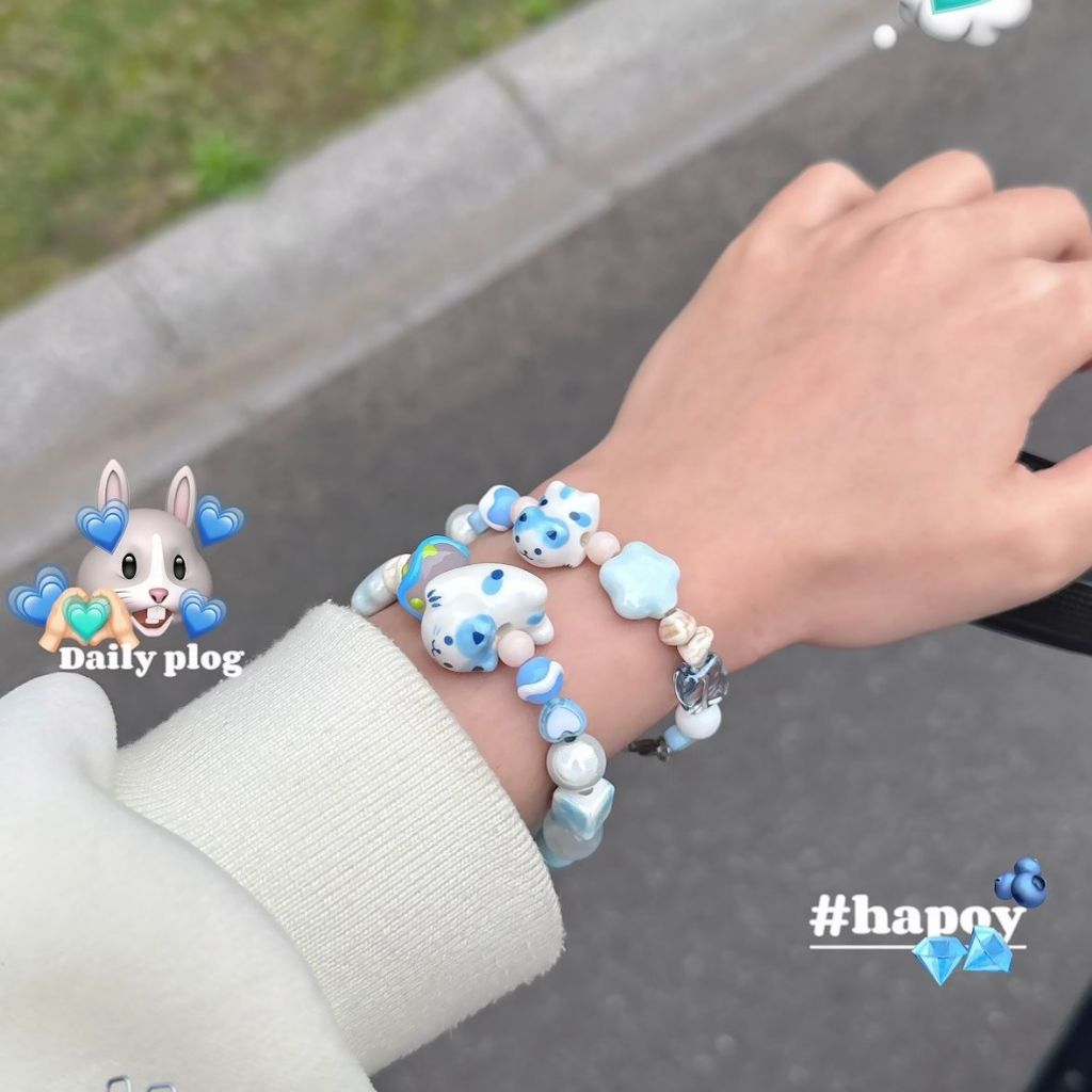 สร้อยข้อมือเซรามิค ลายก้อนเมฆ และดาวน่ารัก สําหรับผู้หญิง ราคา ถูกที่สุด ดีลบีเคเค แกลเลอรีภาพที่ 2