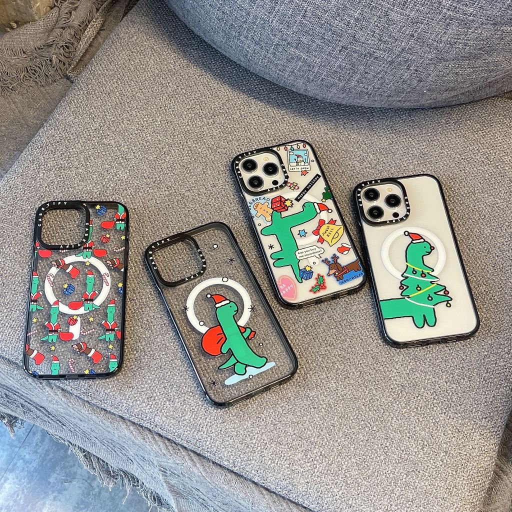 ชุดคริสต์มาสไดโนเสาร์ CT อะคริลิคฝาครอบแม่เหล็กสําหรับ iphone11 12 13 14 15 16 plus promax เคสป้องกัน