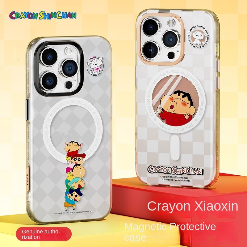 เคสป้องกันโทรศัพท์มือถือ แบบแม่เหล็ก ลายการ์ตูนชินจัง สําหรับ Apple 15 15pro 15pro max