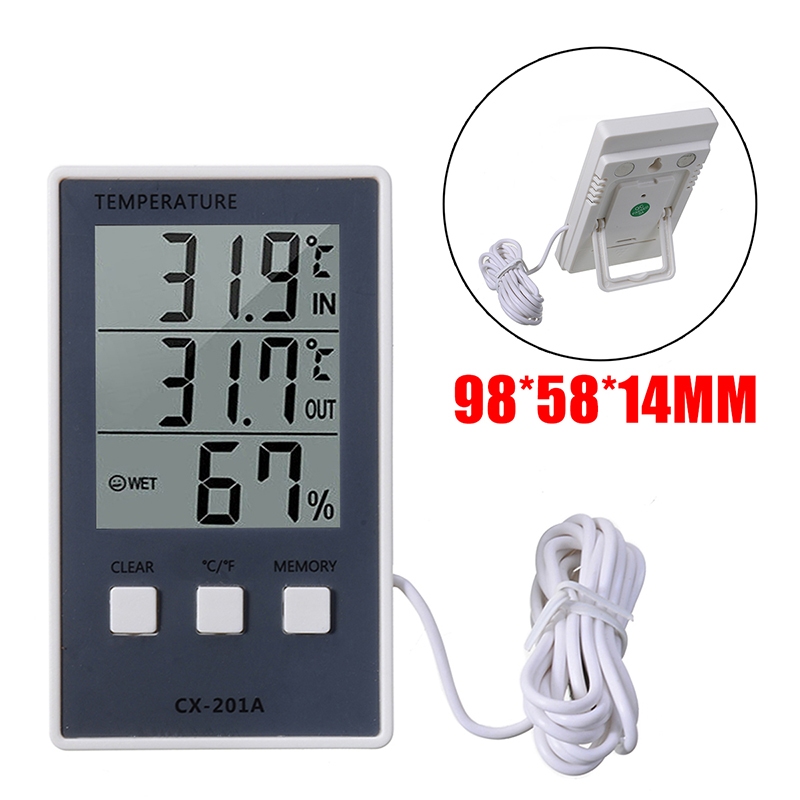 จอแอลซีดีดิจิทัล ความแม่นยําสูง ขนาดใหญ่ สําหรับในร่ม กลางแจ้ง °C/°F เครื่องวัดอุณหภูมิและความชื้น