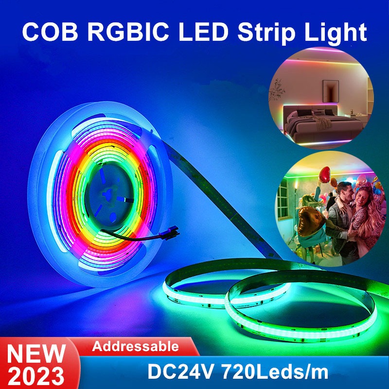 แถบไฟ RGB Smart IC COB LED 12V 24V หรี่แสงได้ ยืดหยุ่น หลากสีสัน สําหรับตกแต่ง TV ห้องนอน ปาร์ตี้ DIY