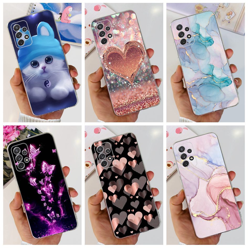 เคสโทรศัพท์มือถือ กันกระแทก พิมพ์ลายหินอ่อนหัวใจน่ารัก สําหรับ Samsung Galaxy A52 A72 A52s 5G A52 SM-A525F
