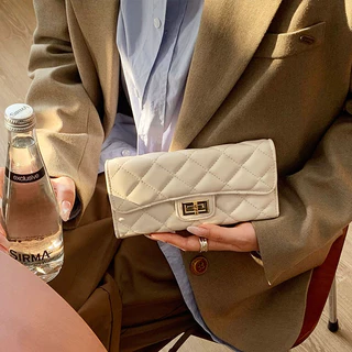 ผู้หญิงกระเป๋าสตางค์ยาว Lattice พิมพ์หนัง PU Multi Card Case กระเป๋าสตางค์ Pierre Loues