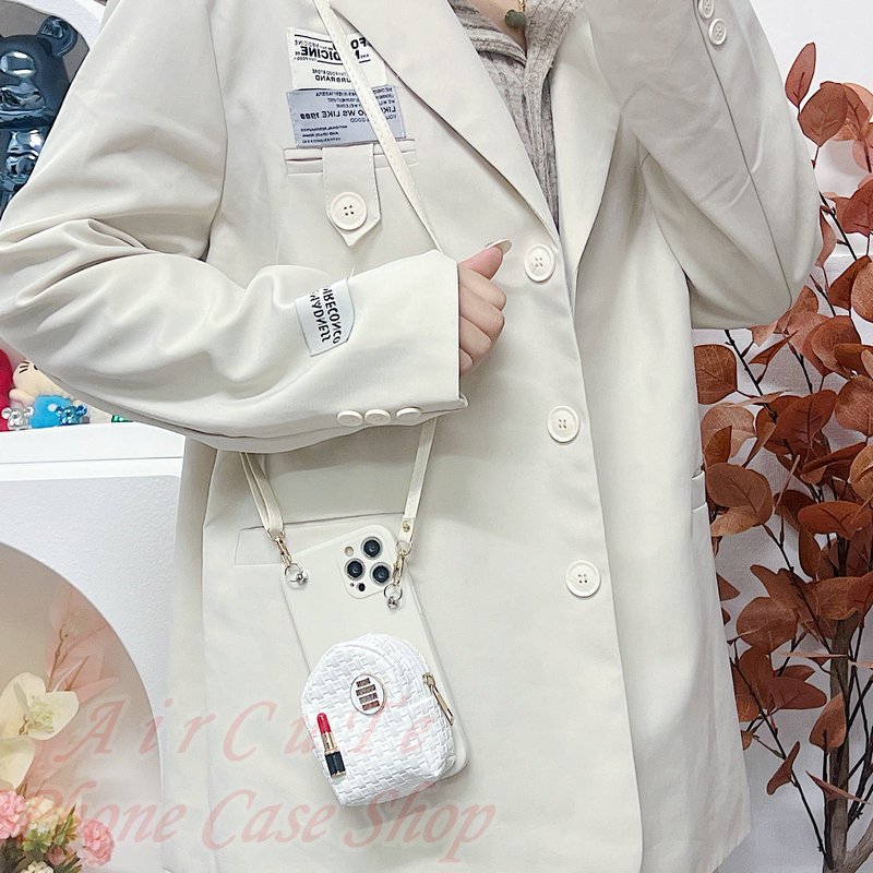 เคส Samsung A15 A14 A13 A12 A11 A05 A05S A04 A04S A03 A03S A02 A02S A73 A72 A71 A70 A55 A54 A53 A52 A52S A51 A50 A50S A35 A34 A33 A32 A31 A30 A30S A25 A24 A23 A22 A21S A20 A20S A10S 4G 5G Protect Camera Fashion Knit Lipstick Change Bag Lanyard Soft Case - รูปที่ 3