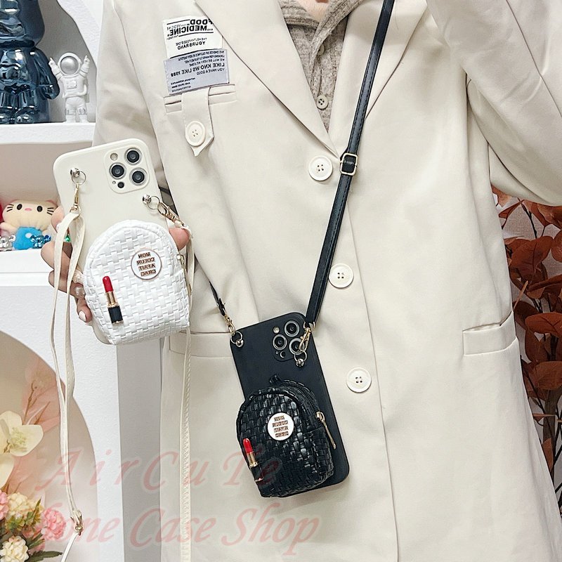 เคส Samsung A15 A14 A13 A12 A11 A05 A05S A04 A04S A03 A03S A02 A02S A73 A72 A71 A70 A55 A54 A53 A52 A52S A51 A50 A50S A35 A34 A33 A32 A31 A30 A30S A25 A24 A23 A22 A21S A20 A20S A10S 4G 5G Protect Camera Fashion Knit Lipstick Change Bag Lanyard Soft Case - รูปที่ 4