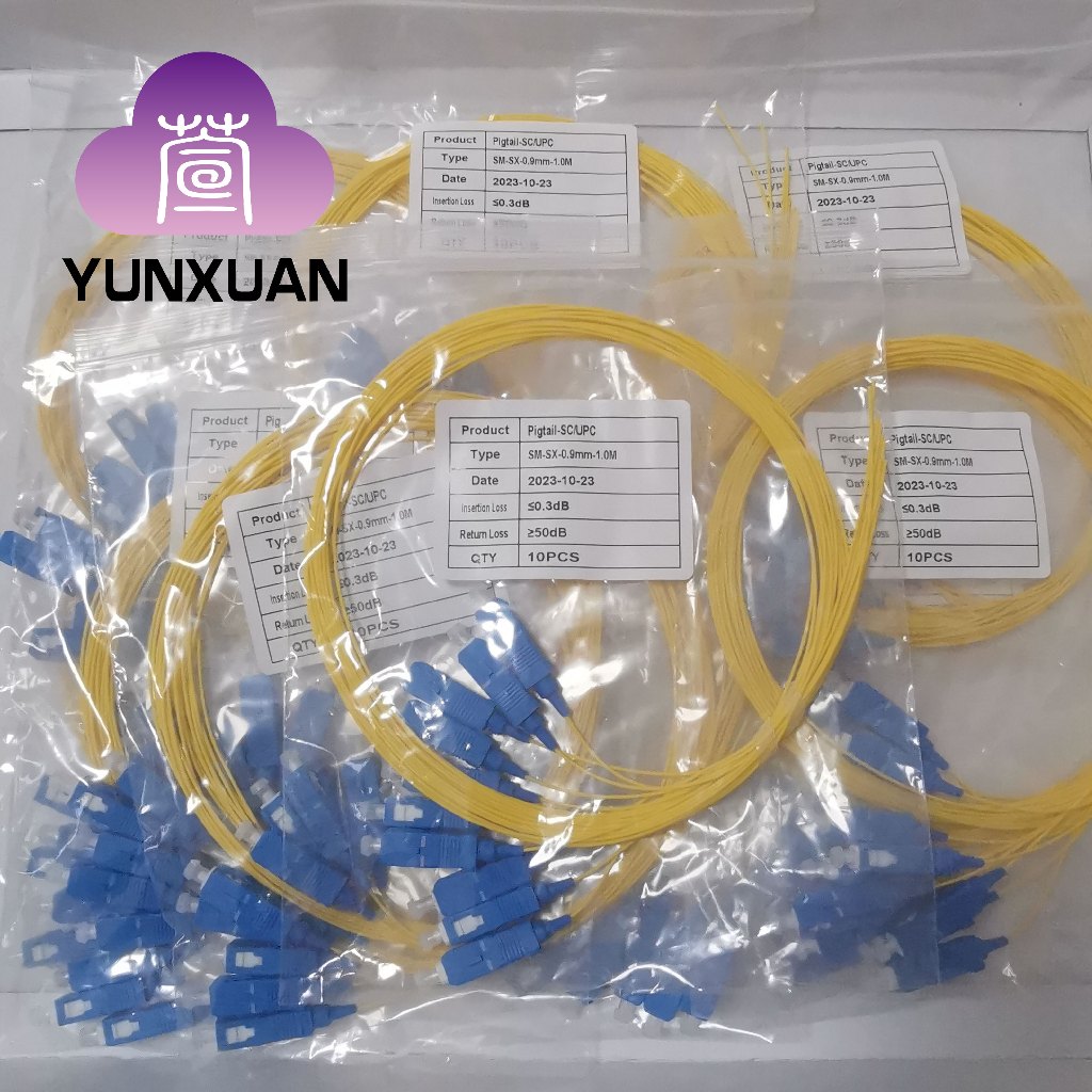 Sc UPC ไฟเบอร์ออปติคอลพิกเทล 0.9 มม. 1.0 ม. 100 ชิ้น