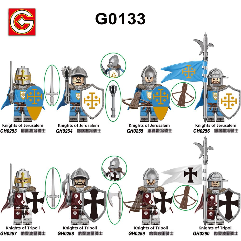 ของเล่นตัวต่อฟิกเกอร์ทหาร Knights of Jerusalem Tripoli G0133