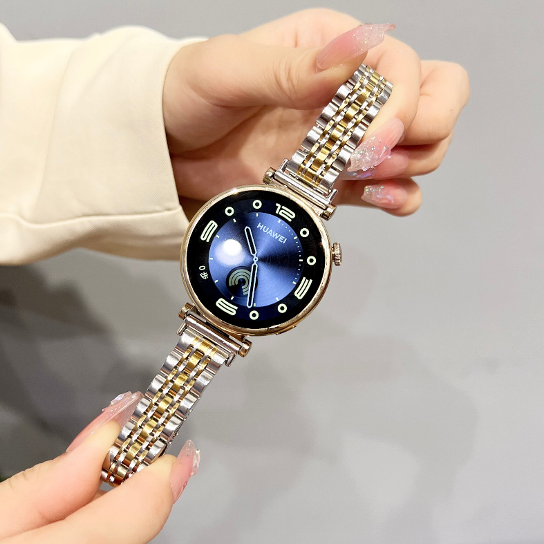 18 มม.โลหะเหล็กสําหรับ Huawei watch gt6/GT5 gt4 41 มม.GT5 pro Seven ลูกปัดสายสแตนเลสหญิง