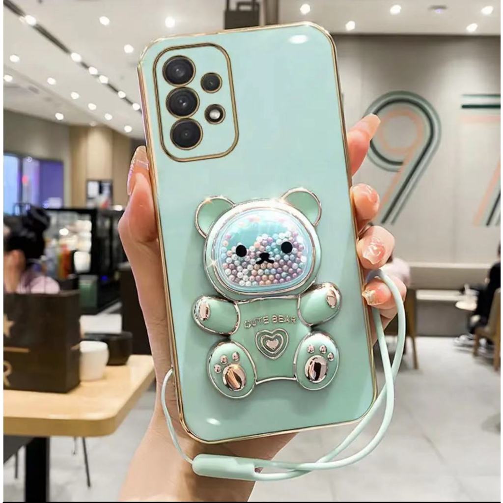 Samsung A06 A23 A53 5g A32 A52 A52S A73 A33 A72 A32 เคสโทรศัพท์มือถือ ลายหมี พร้อมสายคล้อง สําหรับ