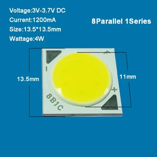 อินพุต 3V 3.7V 6V 4W - 40W สีวอร์มไวท์ 4000K ไฟ LED COB + พื้นผิวสี่เหลี่ยม