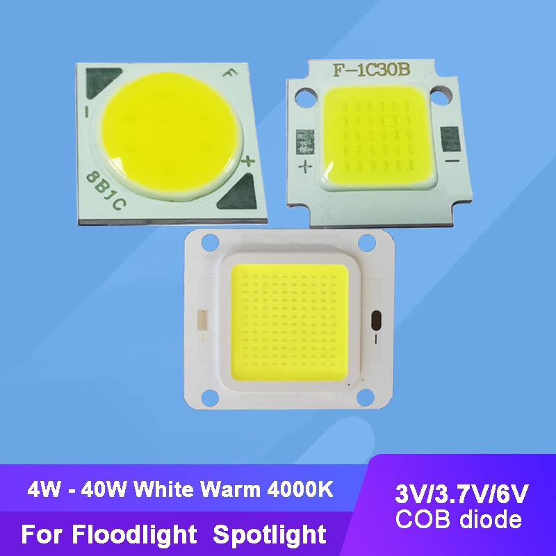 อินพุต 3V 3.7V 6V 4W - 40W สีวอร์มไวท์ 4000K ไฟ LED COB + พื้นผิวสี่เหลี่ยม