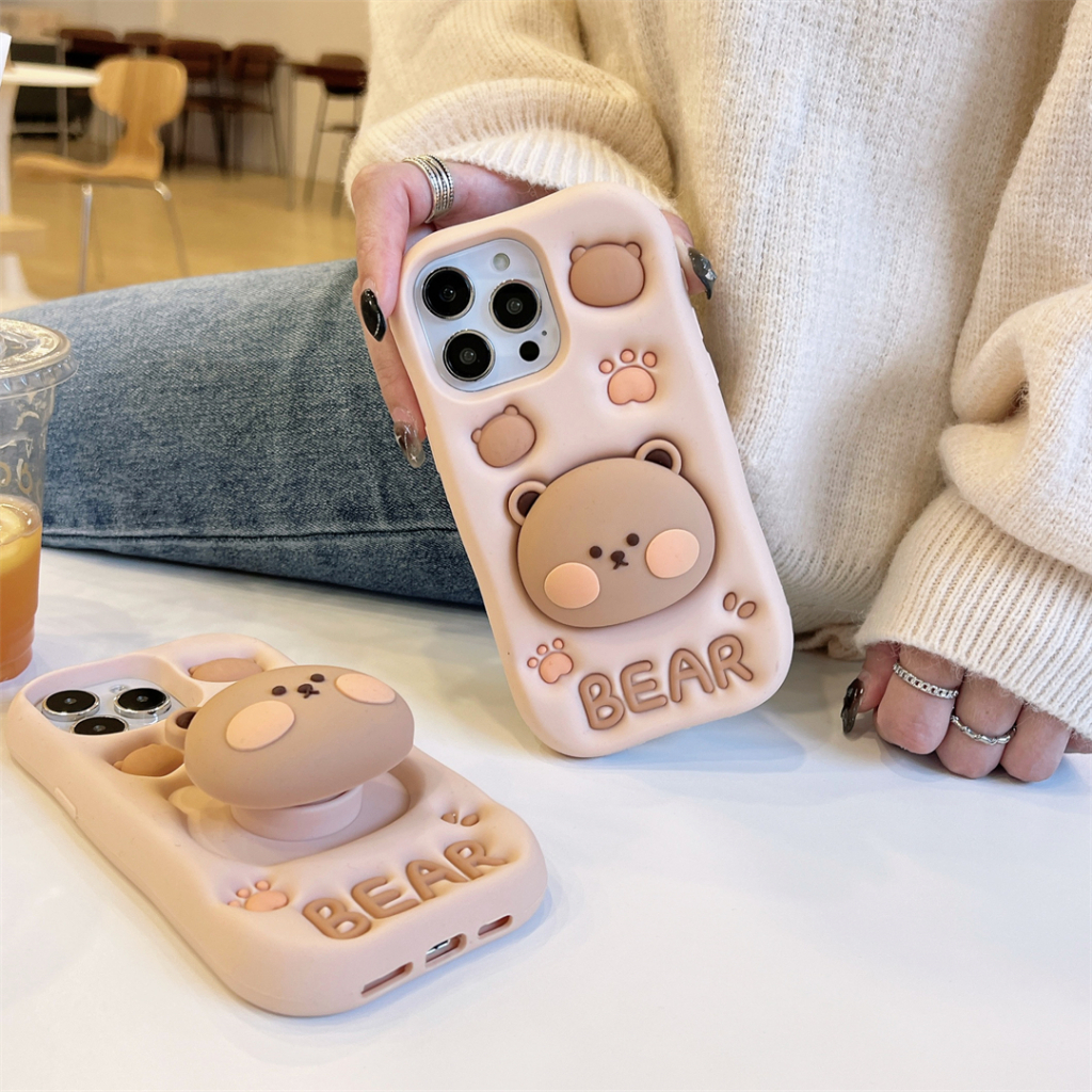 ซิลิโคนนิ่มหมีเคส iPhone สําหรับ iPhone 16 15ProMax 14ProMax 13 12 ProMax iPhone11 mini XS Max 6&7&8Plus กรณี
