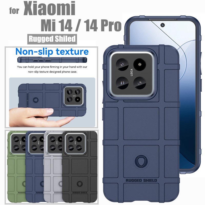 Luxury Armor Shield Shockproof Case for Xiaomi Mi 14 Mi14 Pro Rugged Fiber Anti-fall Cover Case
