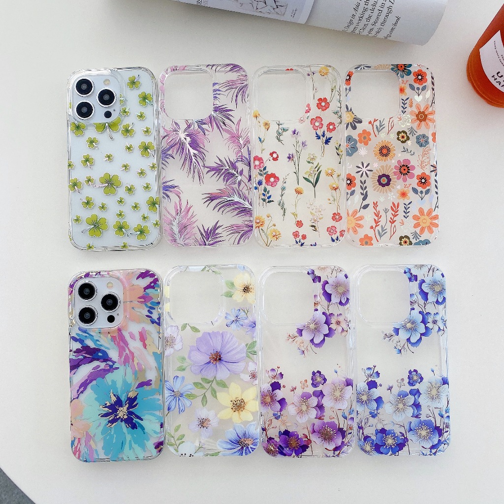เคสโทรศัพท์มือถือ ป้องกันรอย ลายดอกไม้ มี 8 สี สําหรับ Iphone 9