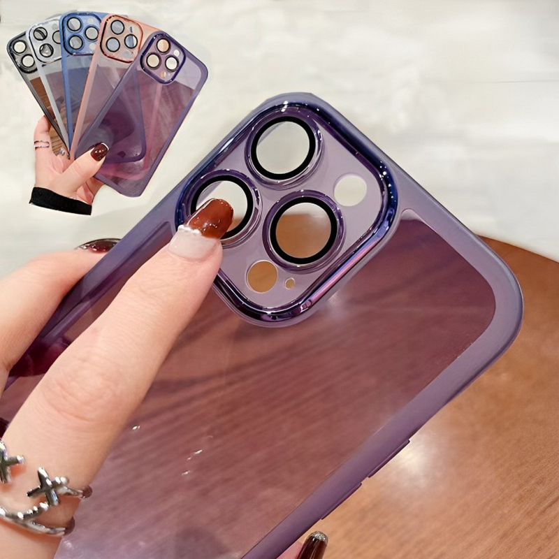 เคส Soft Samsung Galaxy S23 FE Ultra Plus S21 S20 Lite 5G Bring own lens film Fine Hole electroplate Edge Candy simple Tpu Shockproof Protection Clear Phone Case MY 01