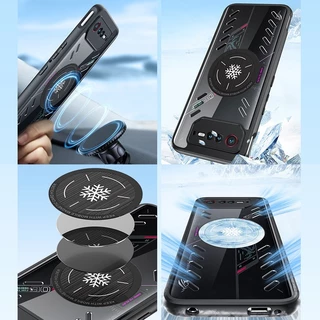 การกระจายความร้อนเคสโทรศัพท์สําหรับ Asus ROG โทรศัพท์ 5 5s 6 8 9 Pro 3 2 สี่มุม hockproof กันชนสําหรับ Asus ROG 5 6 6D 7 Ultimate กรณีแม่เหล็ก