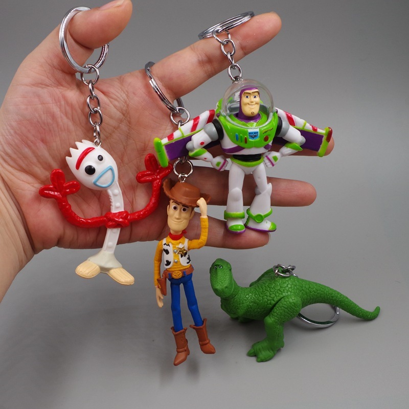 พวงกุญแจฟิกเกอร์ PVC อนิเมะ Toy Story Woody Buzz Lightyear Forky Rex Q Version 5-8 ซม. 4 ชิ้น ต่อชุด