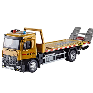 🔥ส่งไวจากไทย🔥ส่งไวจากไทย1:18 Scale ขนาดใหญ่ Diecast รถก่อสร้าง Flatbed Tow รถบรรทุกโลหะพร้อมรถพ่วงขนส่งขับเคลื่อนแรงเสียดทานพร้อมไฟและเสียง