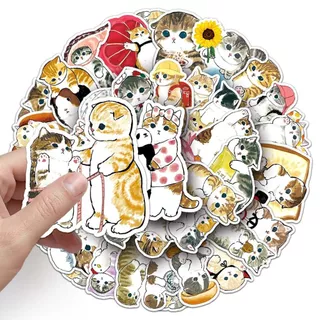 50 ชิ้นแมวตลกน่ารักการ์ตูน Graffiti สติกเกอร์กันน้ําสําหรับ DIY โทรศัพท์/แล็ปท็อป/กีตาร์/รถ/หมวกกันน็อกตกแต่ง Decal