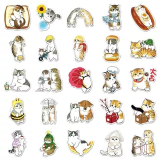 50 ชิ้นแมวตลกน่ารักการ์ตูน Graffiti สติกเกอร์กันน้ําสําหรับ DIY โทรศัพท์/แล็ปท็อป/กีตาร์/รถ/หมวกกันน็อกตกแต่ง Decal